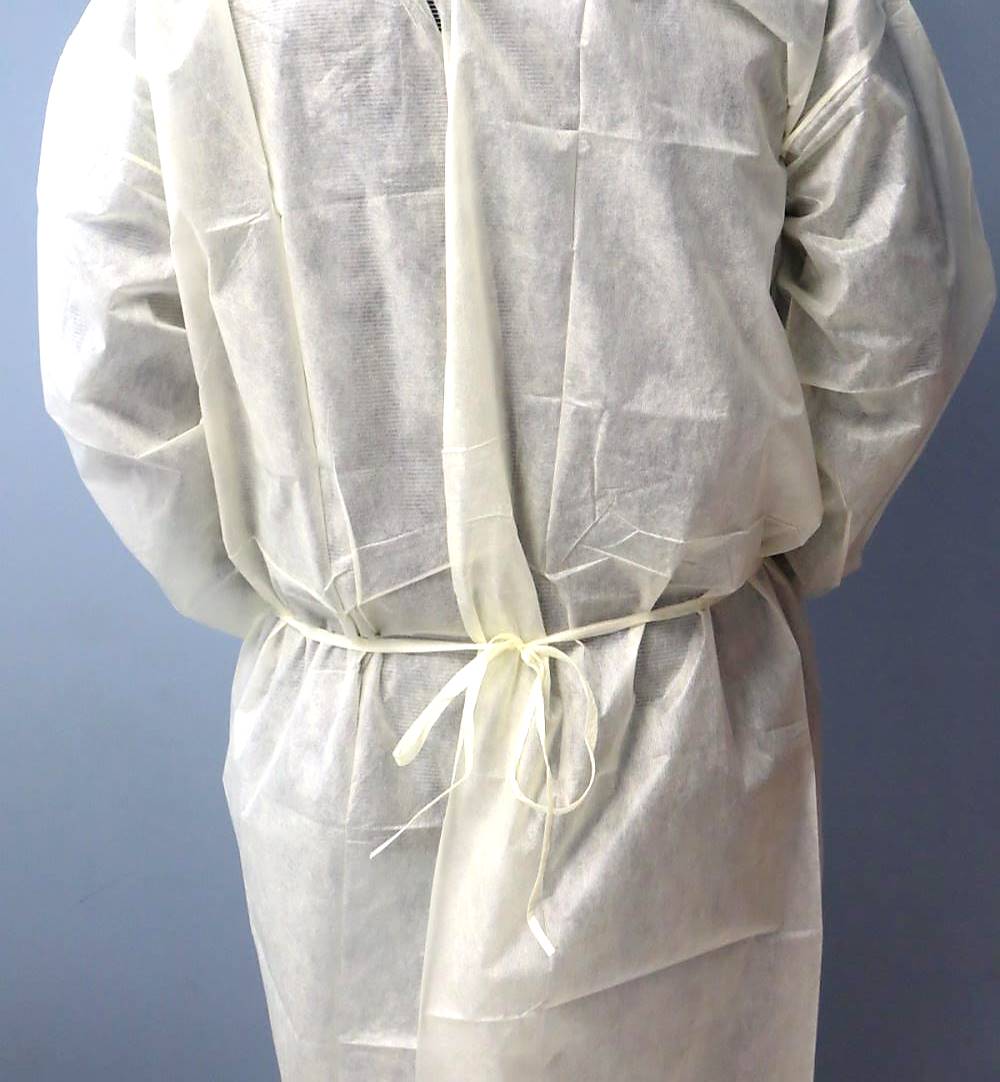 Disposable Yellow 3XL Polypropylene Isolation Barrier Gowns with Elastic Cuffs